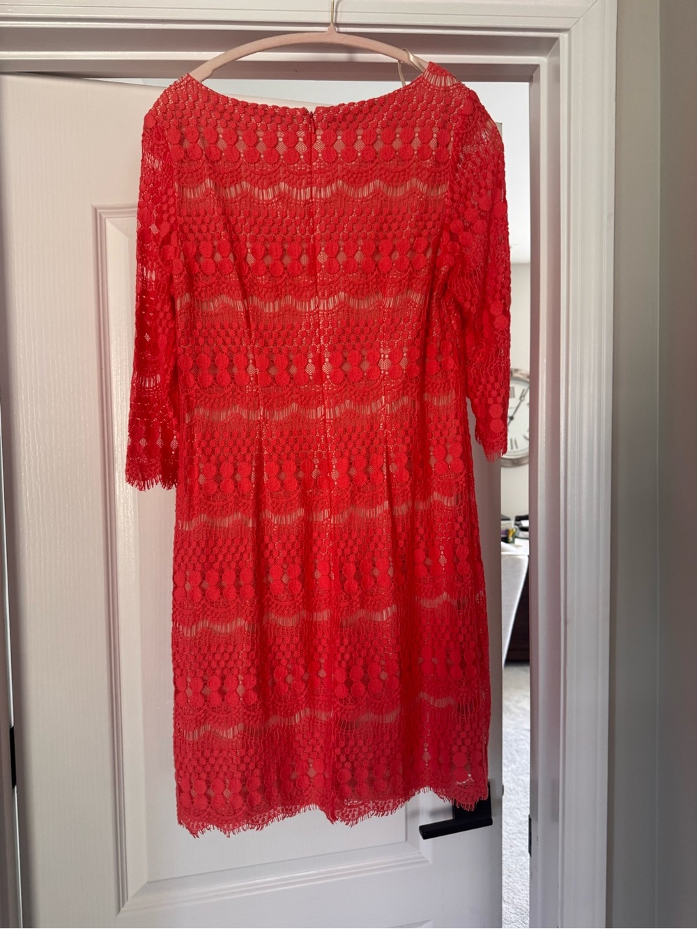 Jessica Howard Coral Lace Midi Dress